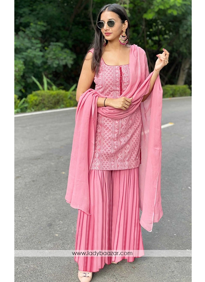Buy Blush Pink Lucknowi Style Anarkali - Georgette Anarkali Suit – Empress  Clothing